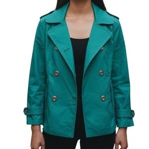 WHITE HOUSE BLACK MARKET Teal Green Double Breasted Pea Coat Jacket NWOT Size 6